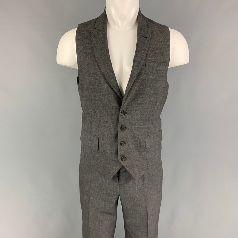 BRUNELLO CUCINELLI Size 38 Grey Wool Vest Suit